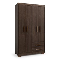 Guarda Roupa Roupeiro de Solteiro Marrom com 4 Portas 2 Gavetas Armário para Quarto Multiuso Pry 1,8 - 1
