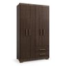 Guarda Roupa Roupeiro de Solteiro Marrom com 4 Portas 2 Gavetas Armário para Quarto Multiuso Pry 1,8 - 1