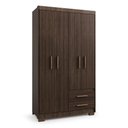 Ver imagem 1 de Guarda Roupa Roupeiro de Solteiro Marrom com 4 Portas 2 Gavetas Armário para Quarto Multiuso Pry 1,8