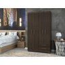 Guarda Roupa Roupeiro de Solteiro Marrom com 4 Portas 2 Gavetas Armário para Quarto Multiuso Pry 1,8 - 3