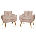 Ver imagem 1 de Kit 02 Poltronas Decorativas Opala Pés Palito - Sala Cor:Bege