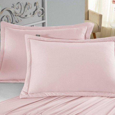 Porta Travesseiro Matelado Nobre 1 Peça Malha 100% Algodão - Rosa