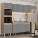 Ver imagem 2 de Armário de Cozinha Modulada 4 Peças CP12 com Pia Inox Castanho/Cinza - Lumil Lumil Móveis
