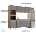 Ver imagem 3 de Armário de Cozinha Modulada 4 Peças CP12 com Pia Inox Castanho/Cinza - Lumil Lumil Móveis