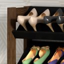 Ver imagem 2 de Sapateira Vertical Organizador de Sapatos com 4 Prateleiras: Preto com Nogal