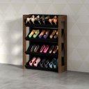 Ver imagem 4 de Sapateira Vertical Organizador de Sapatos com 4 Prateleiras: Preto com Nogal