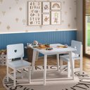 Ver imagem 1 de Conjunto Infantil Mesa com 2 Cadeiras Madeira de Pinus Sofia Azul/Branco