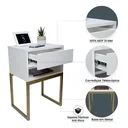Ver imagem 4 de Kit 2 Mesas Cabeceira Industrial 40cm Branco Gaveta Superior Eco Base Metal Dourado Já Montada
