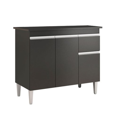 Multiuso Gabinete Balcão Tatiane 100cm 3 Portas e 1 Gaveta S/tampo Preto - Ajl Móveis