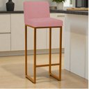 Ver imagem 2 de Kit 2 Banquetas Andy Moderna Ferro Dourado Estofado Suede Rose