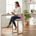 Ver imagem 3 de Kit 2 Banquetas Andy Moderna Ferro Dourado Estofado Suede Rose