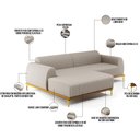 Ver imagem 3 de Sofá 4 Lugares com Chaise Esquerdo Para Sala de Estar Molino 265cm D02 Linho Bege C-107 - Lyam
