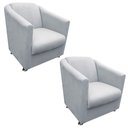 Ver imagem 1 de Kit 2 Poltronas Tilla Decorativa Escritório Suede Cinza
