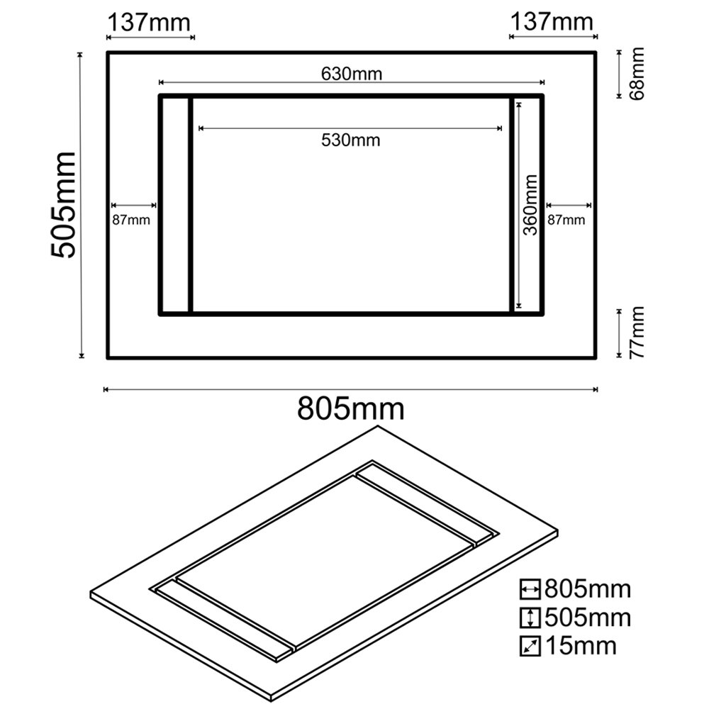 Balcão para Cooktop 80cm 2 Portas Flórida Preto - Lumil Móveis - 5