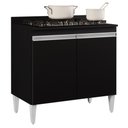 Ver imagem 1 de Balcão para Cooktop 80cm 2 Portas Flórida Preto - Lumil Móveis