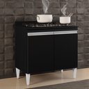 Ver imagem 3 de Balcão para Cooktop 80cm 2 Portas Flórida Preto - Lumil Móveis