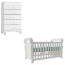 Ver imagem 1 de Berço Americano Lara e Cômoda Gaveteiro Ternura Baby Branco Brilho - Incorplac
