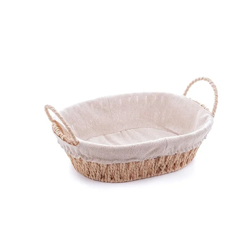 Cesta Com Alça Em Papel Oval Com Forro Em Tecido