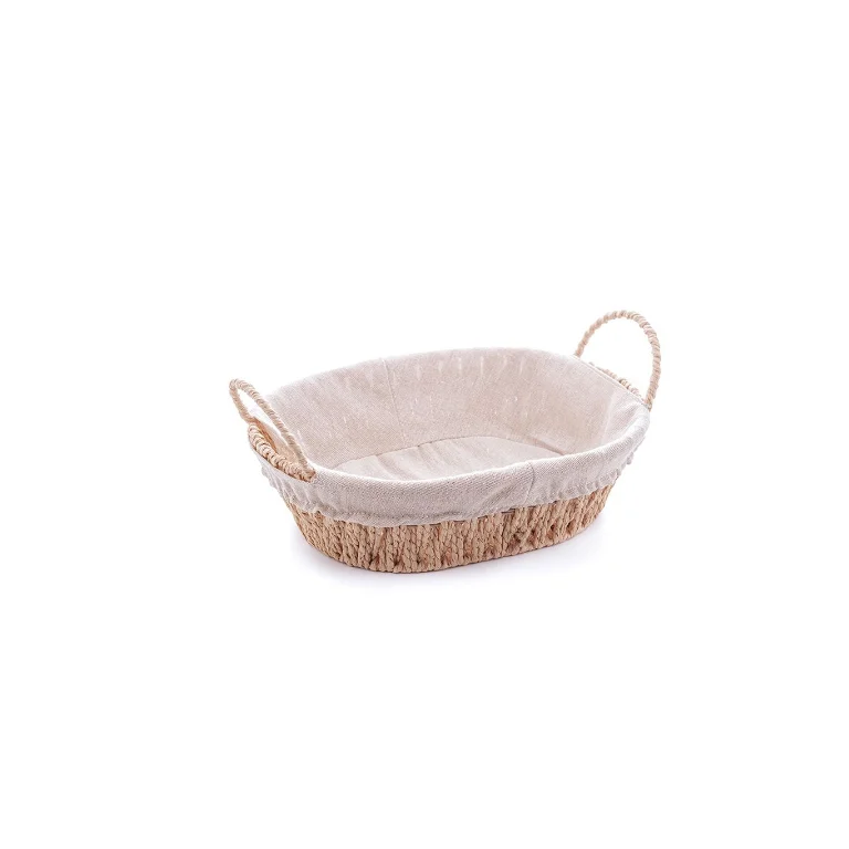 Cesta Com Alça Em Papel Oval Com Forro Em Tecido