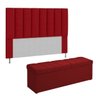 Kit Cabeceira e Calçadeira Baú 90 cm Carla Suede Vermelho - 1