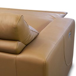 Sofá 3 Lugares Retrátil Reclinável Elétrico 224cm Mazi L06 Couro Caramelo - Lyam Decor - 10