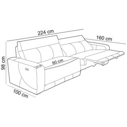 Sofá 3 Lugares Retrátil Reclinável Elétrico 224cm Mazi L06 Couro Caramelo - Lyam Decor - 4