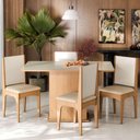 Ver imagem 3 de Conjunto de Mesa de Jantar Moderna com 4 Cadeiras Estofadas Mel Off