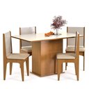 Ver imagem 1 de Conjunto de Mesa de Jantar Moderna com 4 Cadeiras Estofadas Mel Off