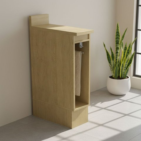 Toalheiro Minimalista com Rodapé e Tampo 20cm Tecnomobili