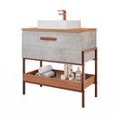 Ver imagem 2 de Gabinete para Banheiro com Cuba Hana Espresso Móveis Cinza/Cimento
