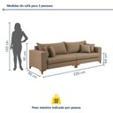Ver imagem 3 de Sofá Living Bipartido 3 Lugares 220cm Almofadas Soltas Pés Madeira Maciça Madri