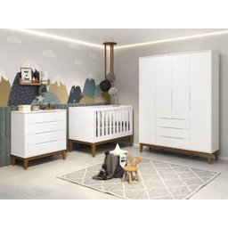 Cômoda Gaveteiro Elfe 4 Gavetas Branco Fosco/madeira Reller - 2