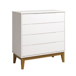 Cômoda Gaveteiro Elfe 4 Gavetas Branco Fosco/madeira Reller - 1