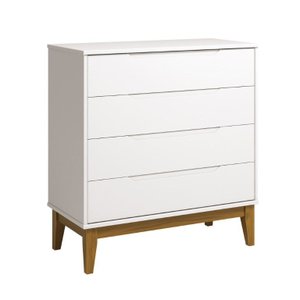 Cômoda Gaveteiro Elfe 4 Gavetas Branco Fosco/madeira Reller