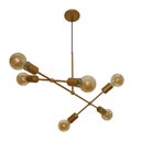 Ver imagem 1 de Lustre Pendente com 6 Braços (hastes) - Ideal para Mesa de Jantar Retangular Cor Dourado
