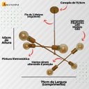 Ver imagem 3 de Lustre Pendente com 6 Braços (hastes) - Ideal para Mesa de Jantar Retangular Cor Dourado