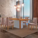 Ver imagem 1 de Mesa de Jantar Isadora 180cm Tampo Mdf Laminado com 6 Cadeiras Safira