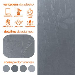 Papel de Parede Adesivo Lavavel Texturizado Linhas e Folhas Azul 500x60cm - 10