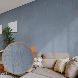 Papel de Parede Adesivo Lavavel Texturizado Linhas e Folhas Azul 500x60cm - 3