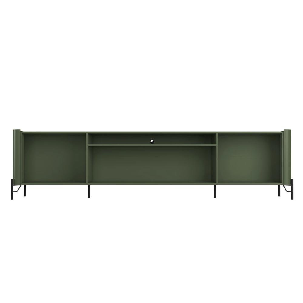 Rack para Tv 260cm com 4 Portas Lisas 100% Mdf Pés em Metal Cor:musgo com Preto - 4