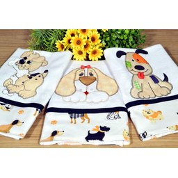 Kit Pano de Pratos 3 peças - Cachorrinhos Arte & Tear - 1