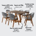 Ver imagem 2 de Mesa de Jantar Julia 1,60 Freijó Pés Cerejeira Madeira Maciça 6 Cadeiras Helen Design - Cinza Linho