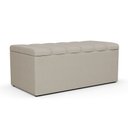 Ver imagem 2 de Kit Cabeceira Cama Box Solteiro 100cm com Calçadeira Recamier Baú Dália W01 Linho Bege - Lyam