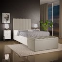 Ver imagem 1 de Kit Cabeceira Cama Box Solteiro 100cm com Calçadeira Recamier Baú Dália W01 Linho Bege - Lyam