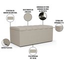 Ver mais imagens de Kit Cabeceira Cama Box Solteiro 100cm com Calçadeira Recamier Baú Dália W01 Linho Bege - Lyam