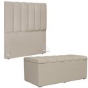 Ver imagem 5 de Kit Cabeceira Cama Box Solteiro 100cm com Calçadeira Recamier Baú Dália W01 Linho Bege - Lyam