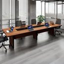 Ver imagem 2 de Mesa de Reunião 360cm Corporativa 6 Pessoas com Caixa de Tomadas Corporate Marrom/Nogal/Preto