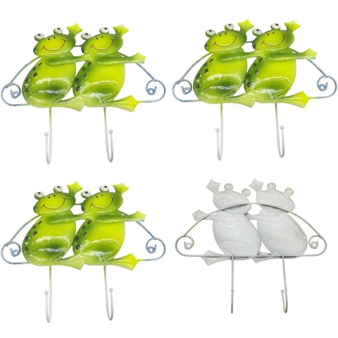Gancho Metal Duplo Kit 4 Uni Enfeite Sapinho Decoraçao Casa Parede Quarto Pendura Bone Bolsa Chapeu