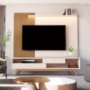 Ver imagem 1 de Rack com Painel para TV até 75 Polegadas com Led Ripado Impressão Pés Madeira Maciça