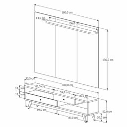 Rack com Painel para TV até 75 Polegadas com Led Ripado Impressão Pés Madeira Maciça - 3